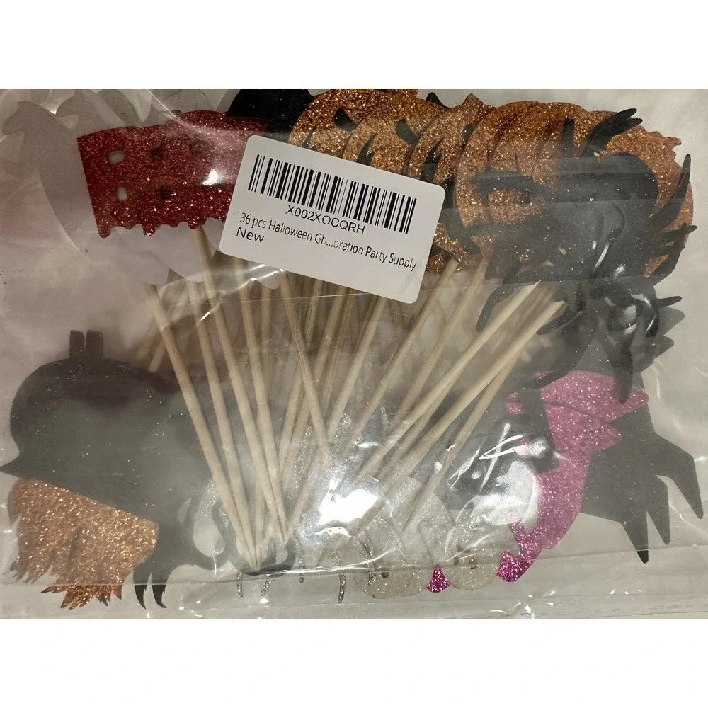 36 pcs Halloween Ghost Boo Glitter Cupcake Muffin Toppers Halloween Party New